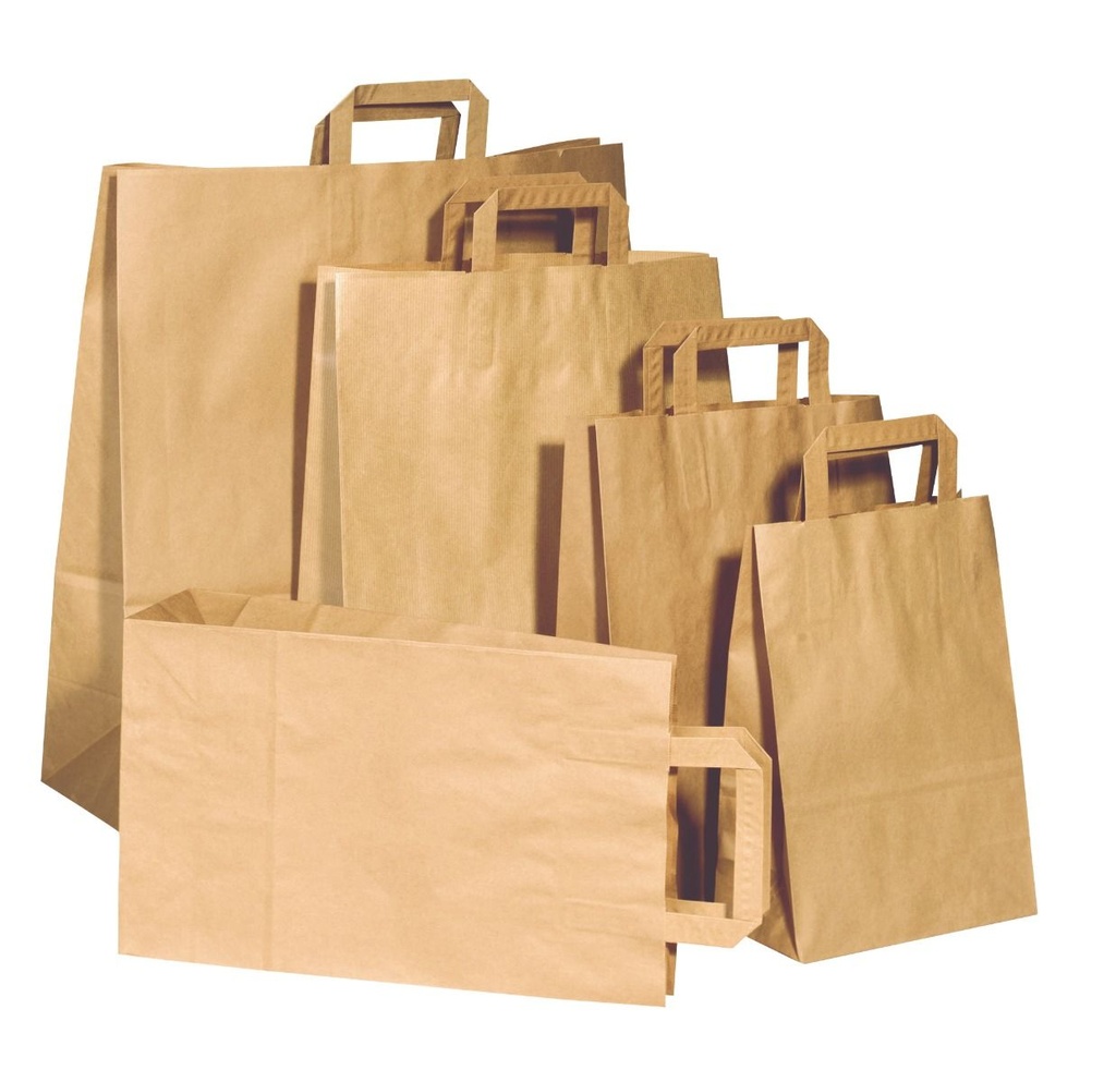 Sac portable Poignées plates KRAFT Medium Brun 28X17X29cm 250Pcs