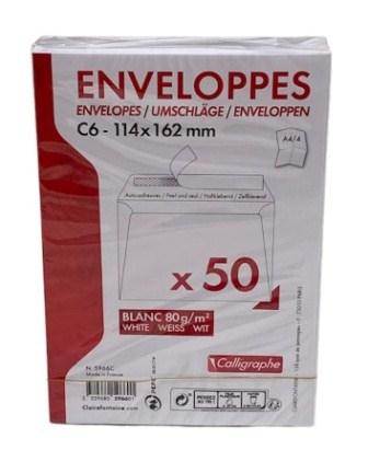 Enveloppes unies c6 114x162mm 50Pcs