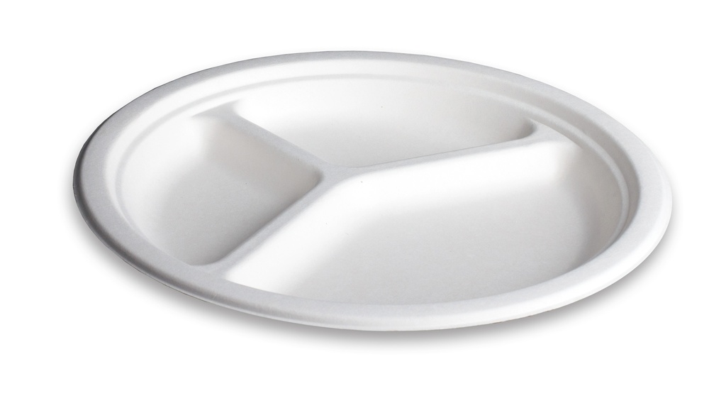 Assiettes rond Blanche 3 compartiments Ø26cm 8x50Pcs